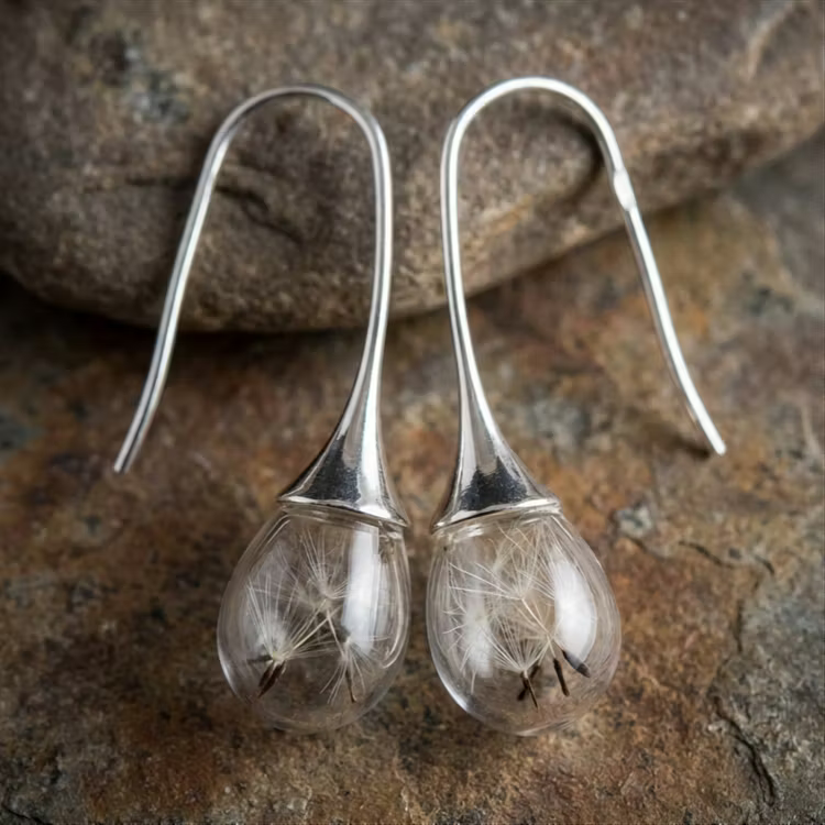 Aoaome Dandelion Pendant Earrings