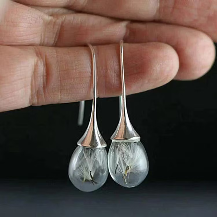 Aoaome Dandelion Pendant Earrings