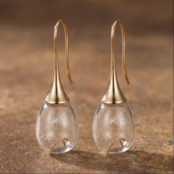 Aoaome Dandelion Pendant Earrings