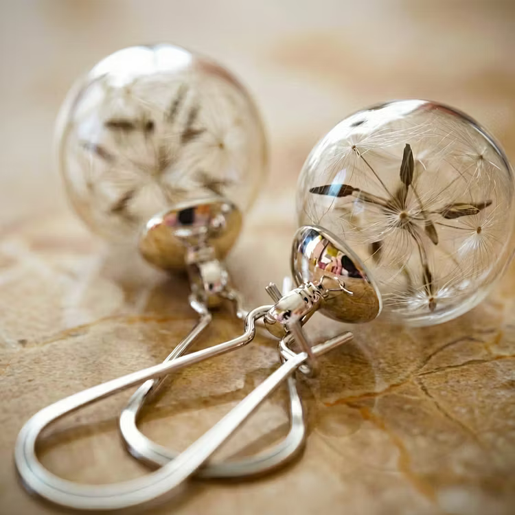 Aoaome Dandelion Silver Earrings