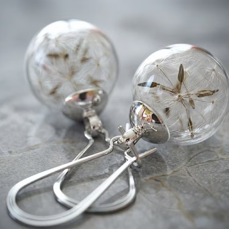 Aoaome Dandelion Silver Earrings