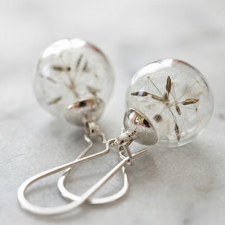Aoaome Dandelion Silver Earrings