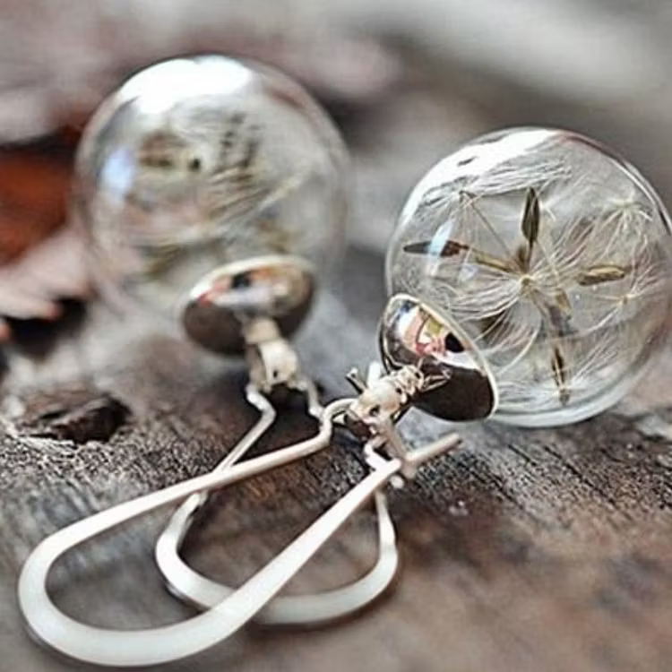 Aoaome Dandelion Silver Earrings