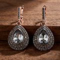 Aoaome Dark Grey Crystal Rose Gold Earrings