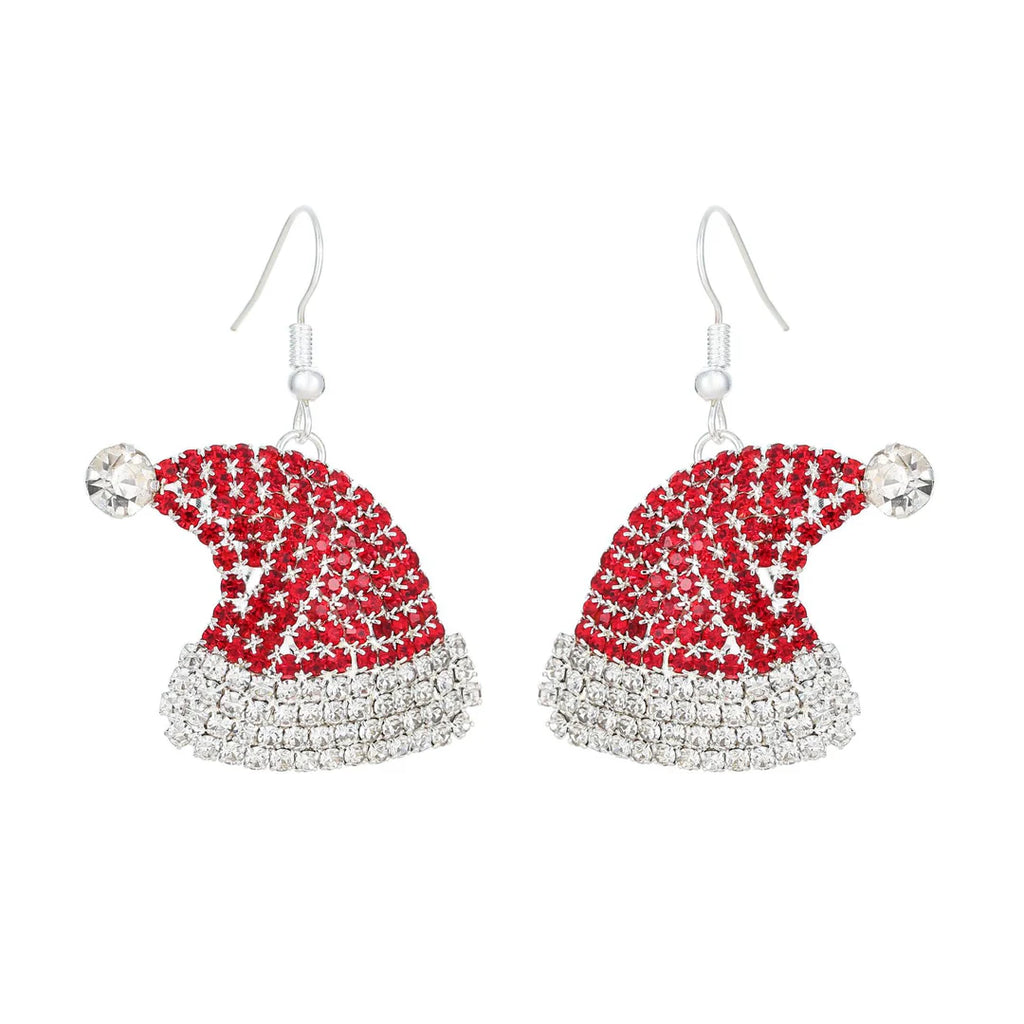 Aoaome Diamond-Studded Christmas Hat Colored Earrings