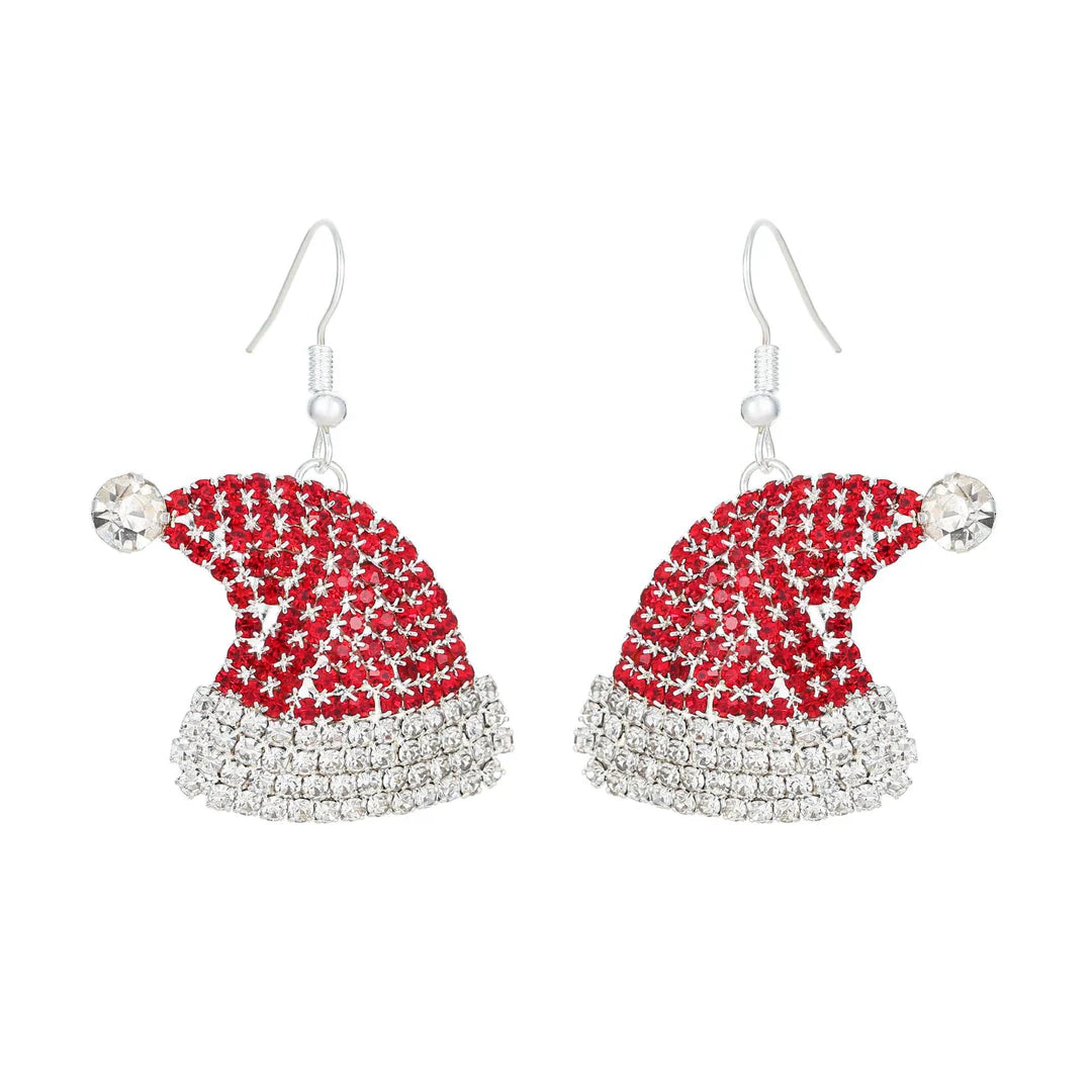 Aoaome Diamond-Studded Christmas Hat Colored Earrings