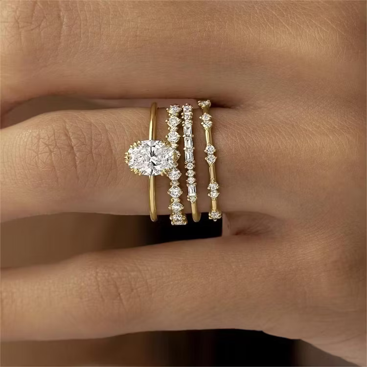 Aoaome Diamond and Zirconia Flower Engagement Anniversary Luxury Jewelry Rings