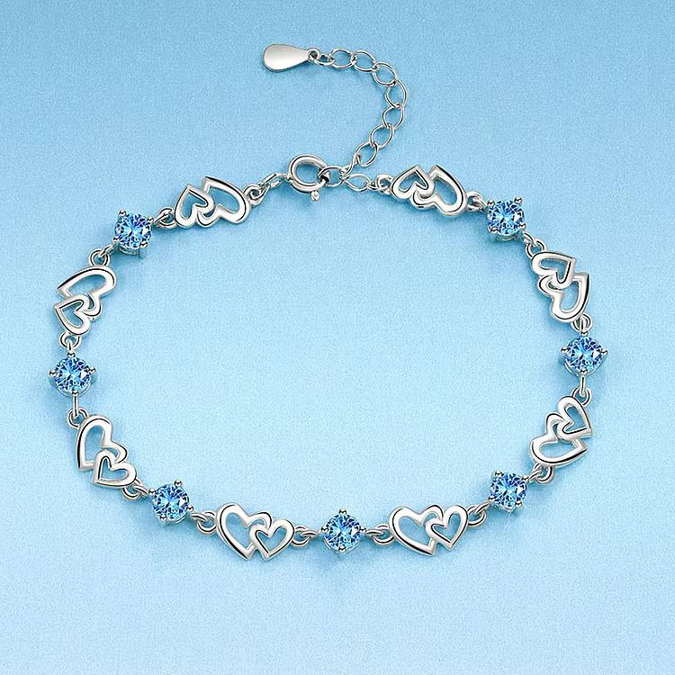 Aoaome Double Heart Amethyst Copper Silver Plated Bracelets
