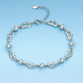 Aoaome Double Heart Amethyst Copper Silver Plated Bracelets