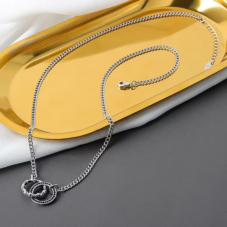 Aoaome Double Ring Geometric Necklaces