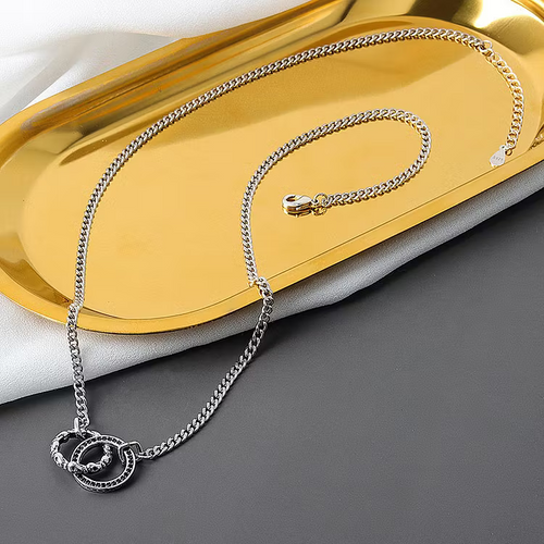 Aoaome Double Ring Geometric Necklaces