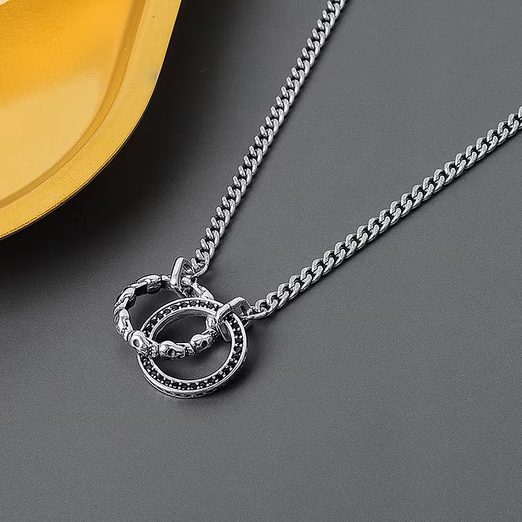 Aoaome Double Ring Geometric Necklaces
