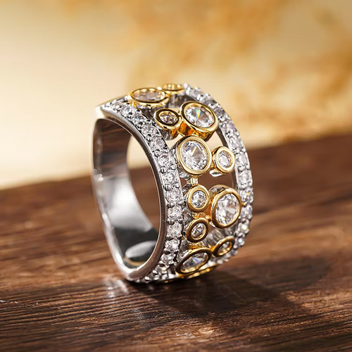 Aoaome Dual Color Inlaid Zircon Rings