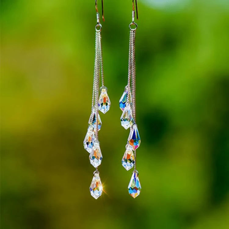 Aoaome Elegant Long Teardrop Zircon Dangle Earrings
