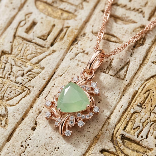 Aoaome Elegant Rose Gold Prism Green Gem Statement Necklaces