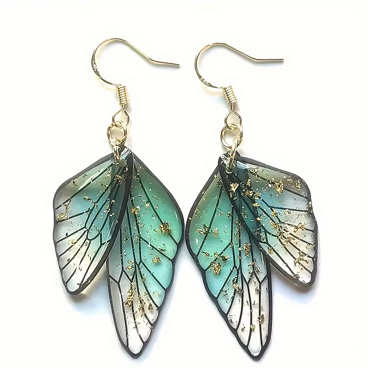 Aoaome Fashion Transparent Resin Wings Drop Earrings
