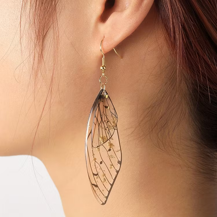 Aoaome Fashion Transparent Resin Wings Drop Earrings