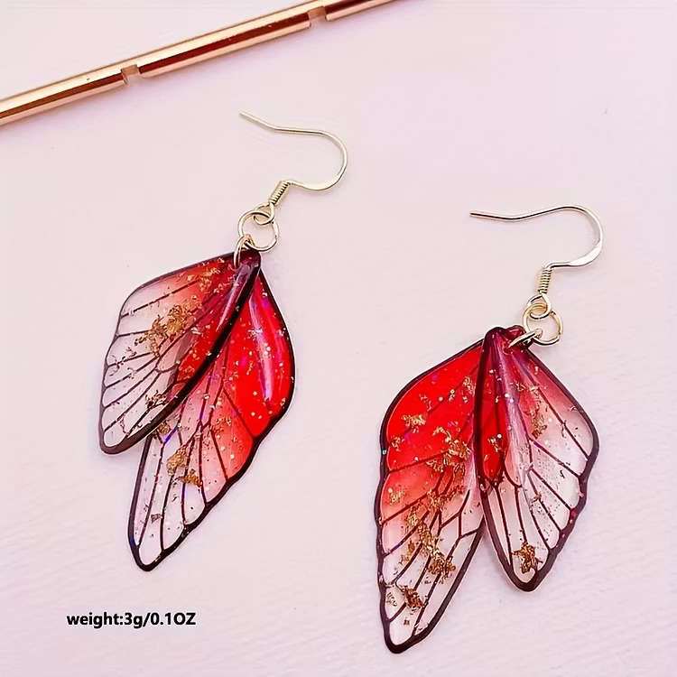 Aoaome Fashion Transparent Resin Wings Drop Earrings