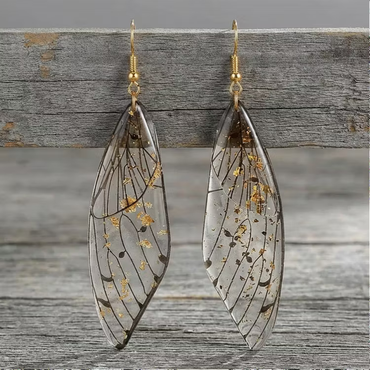 Aoaome Fashion Transparent Resin Wings Drop Earrings