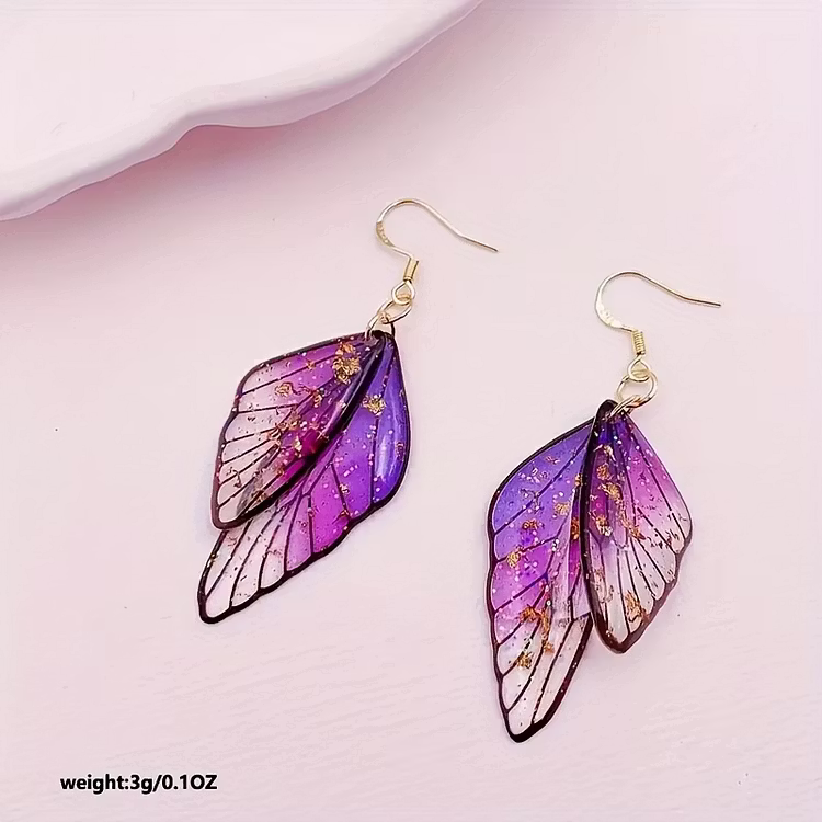 Aoaome Fashion Transparent Resin Wings Drop Earrings