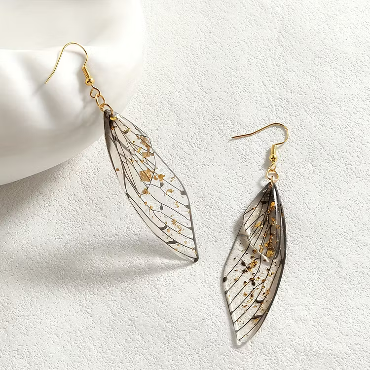 Aoaome Fashion Transparent Resin Wings Drop Earrings