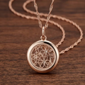 Aoaome Filigree Floral Rose Gold Round Pendant Necklaces
