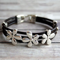 Aoaome Flower Leather Rope Bracelets