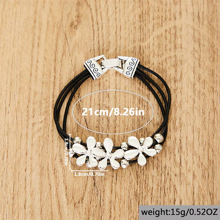 Aoaome Flower Leather Rope Bracelets