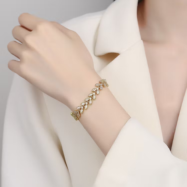 Aoaome Full Diamond Zircon Wheat Ear Bracelets