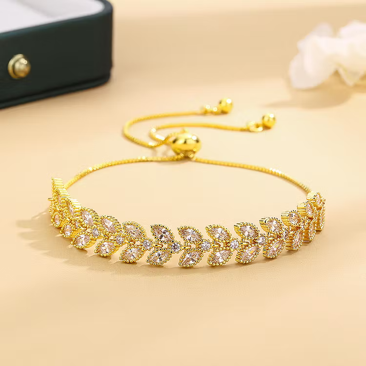 Aoaome Full Diamond Zircon Wheat Ear Bracelets