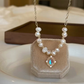 Aoaome Geometric Pendant Pearl Necklaces