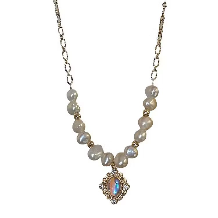 Aoaome Geometric Pendant Pearl Necklaces