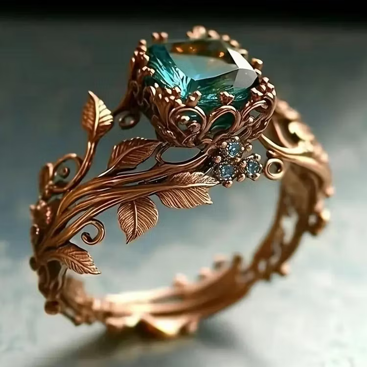 Aoaome Gold And Blue Nature-Inspired Gemstone Rings