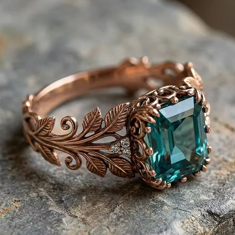 Aoaome Gold And Blue Nature-Inspired Gemstone Rings