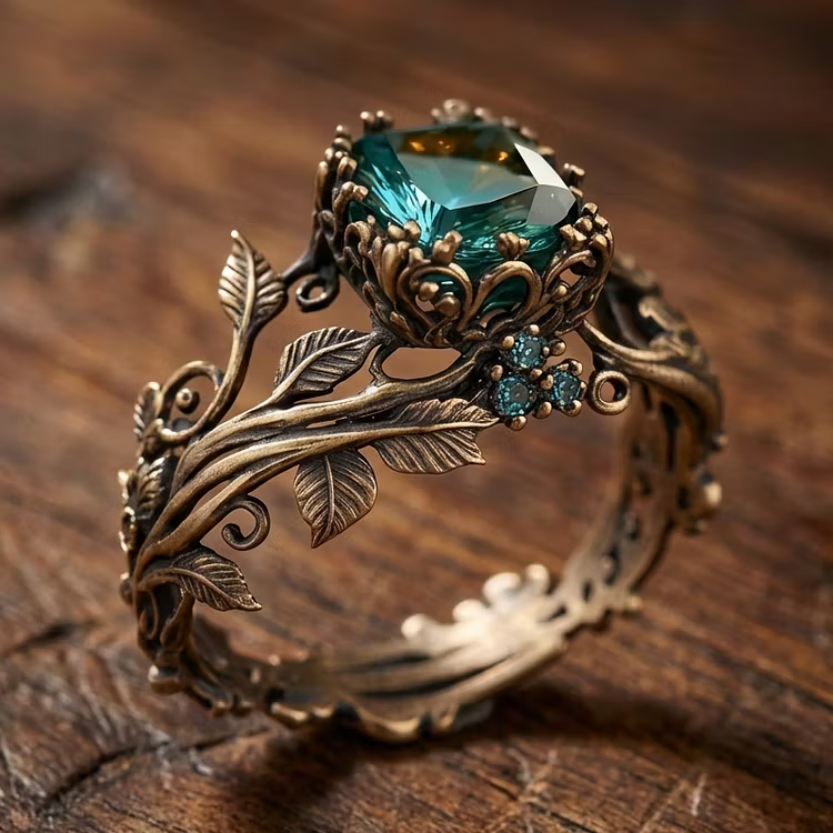 Aoaome Gold And Blue Nature-Inspired Gemstone Rings