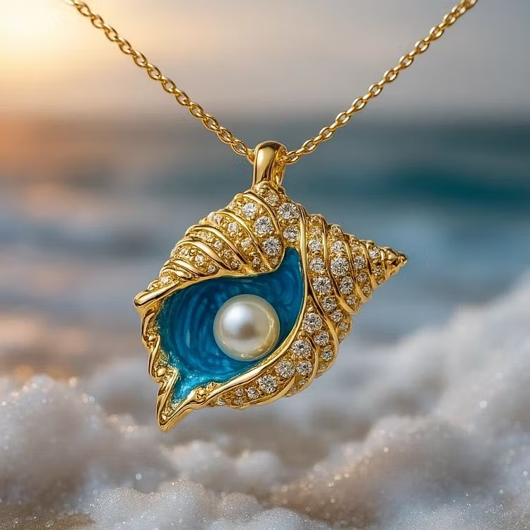 Aoaome Golden Conch Necklaces