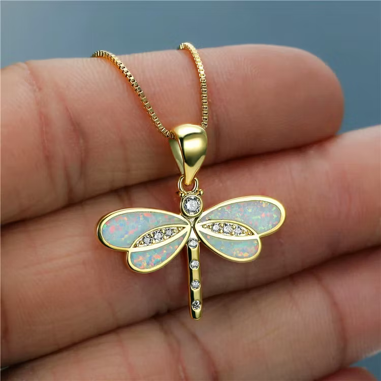 Aoaome Golden Dragonfly Necklaces