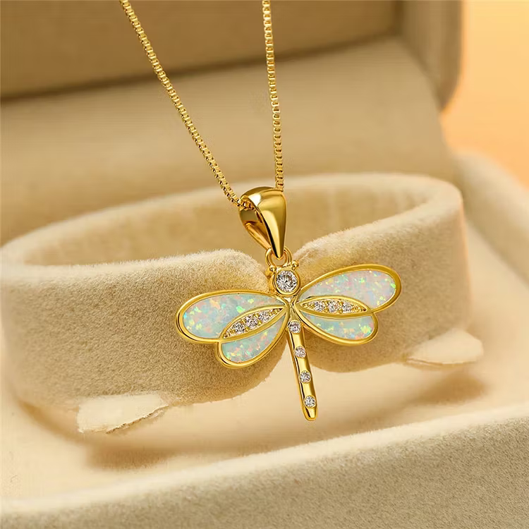 Aoaome Golden Dragonfly Necklaces