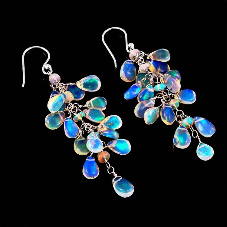 Aoaome Gorgeous Plant Leaves Moonstone Earrings