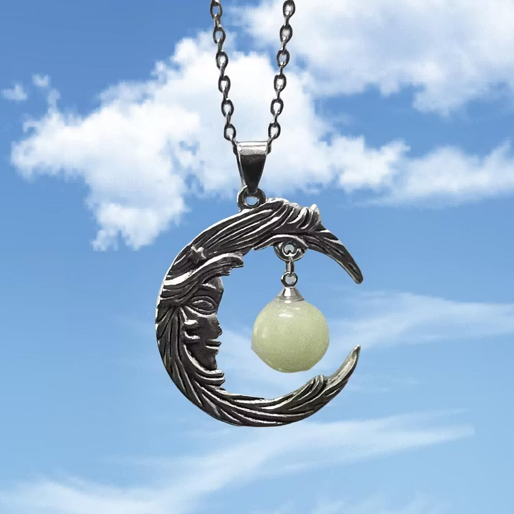 Aoaome Gothic Face Moon Crescent Luminous Necklaces