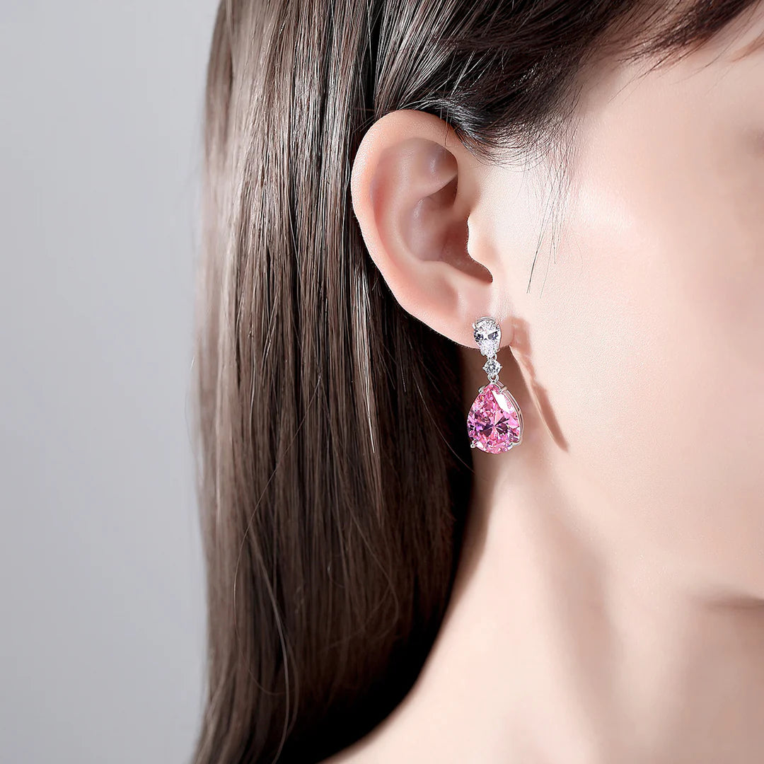 Aoaome Haute Vintage Pink Gemstone Stud Earrings