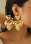 Aoaome Heart-Shaped Teardrop Vintage Metal Earrings