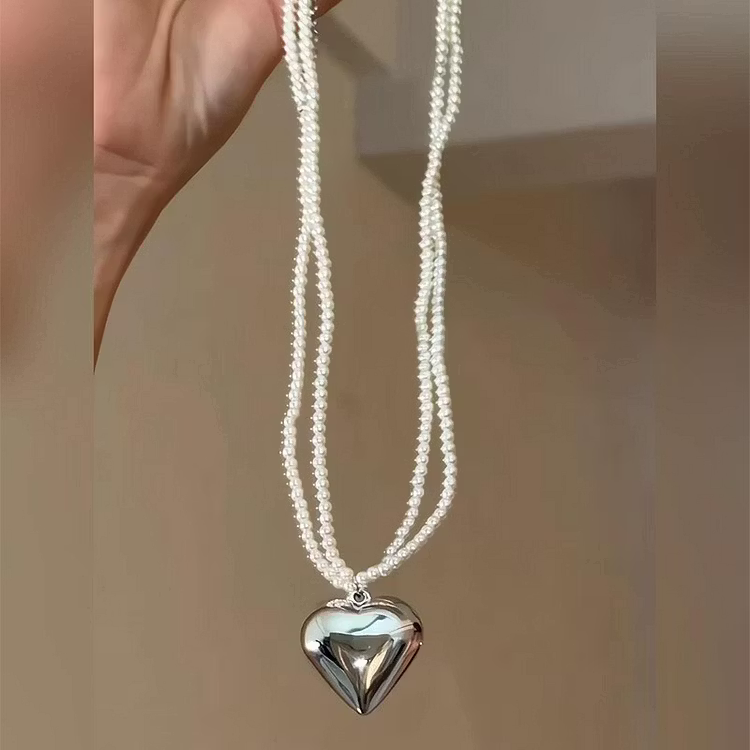 Aoaome Heart Pearl Necklaces