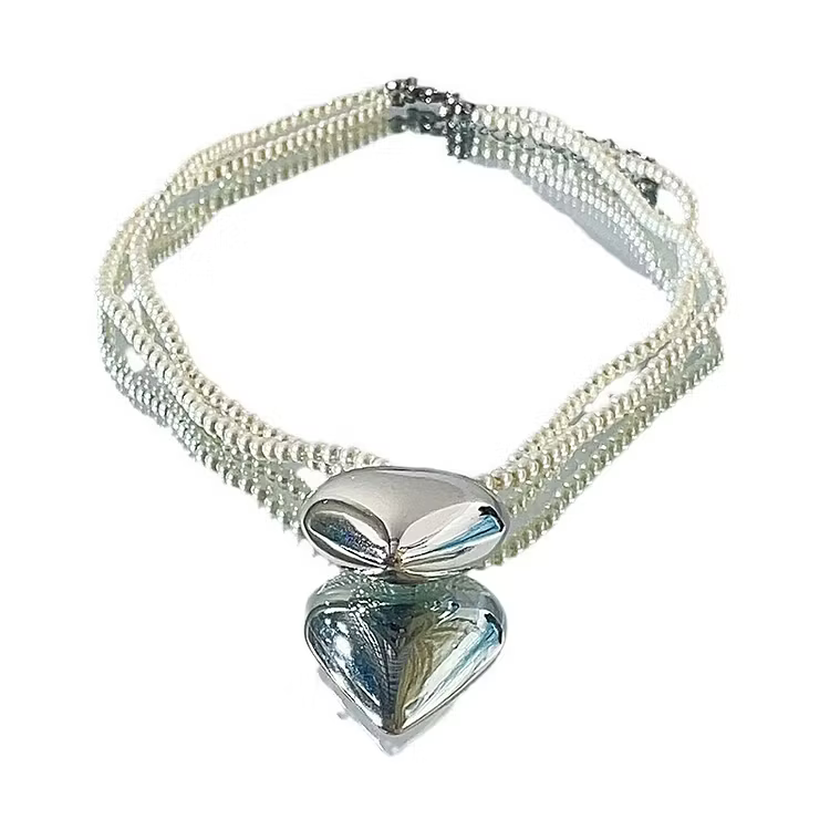 Aoaome Heart Pearl Necklaces