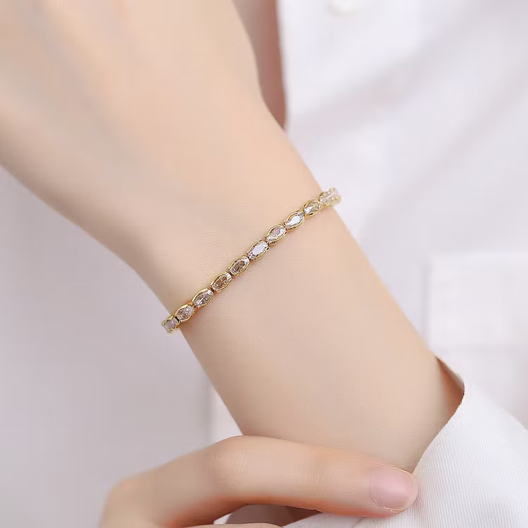 Aoaome Inlaid Zircon Oval Bracelets