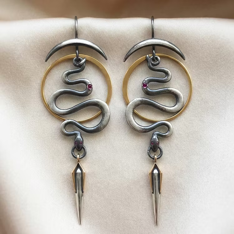 Aoaome Irregular Geometric Spiral Serpentine Earrings