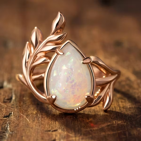 Aoaome Leaf Baroque Rings