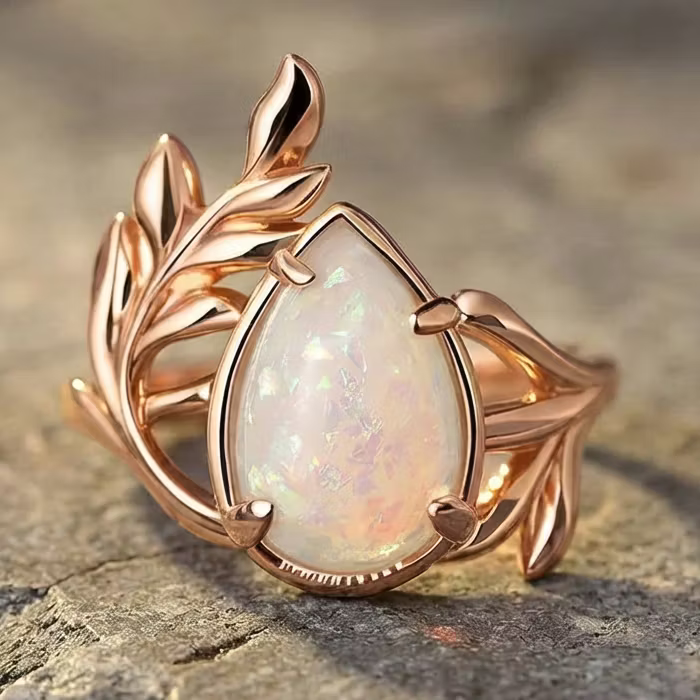 Aoaome Leaf Baroque Rings