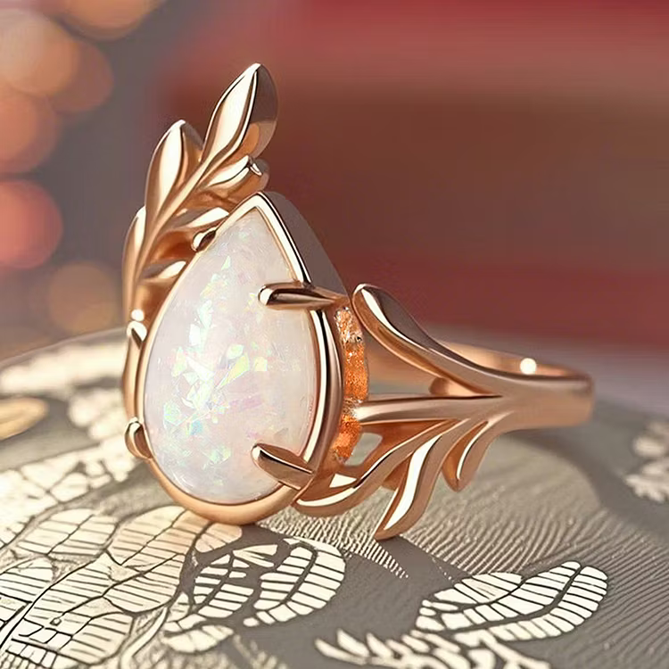 Aoaome Leaf Baroque Rings