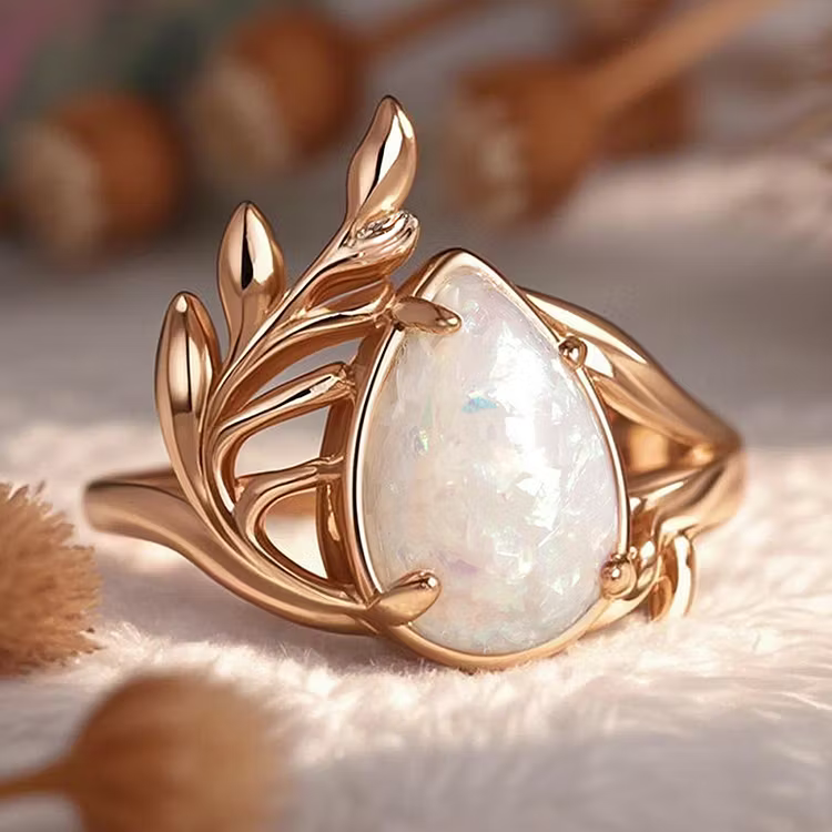 Aoaome Leaf Baroque Rings